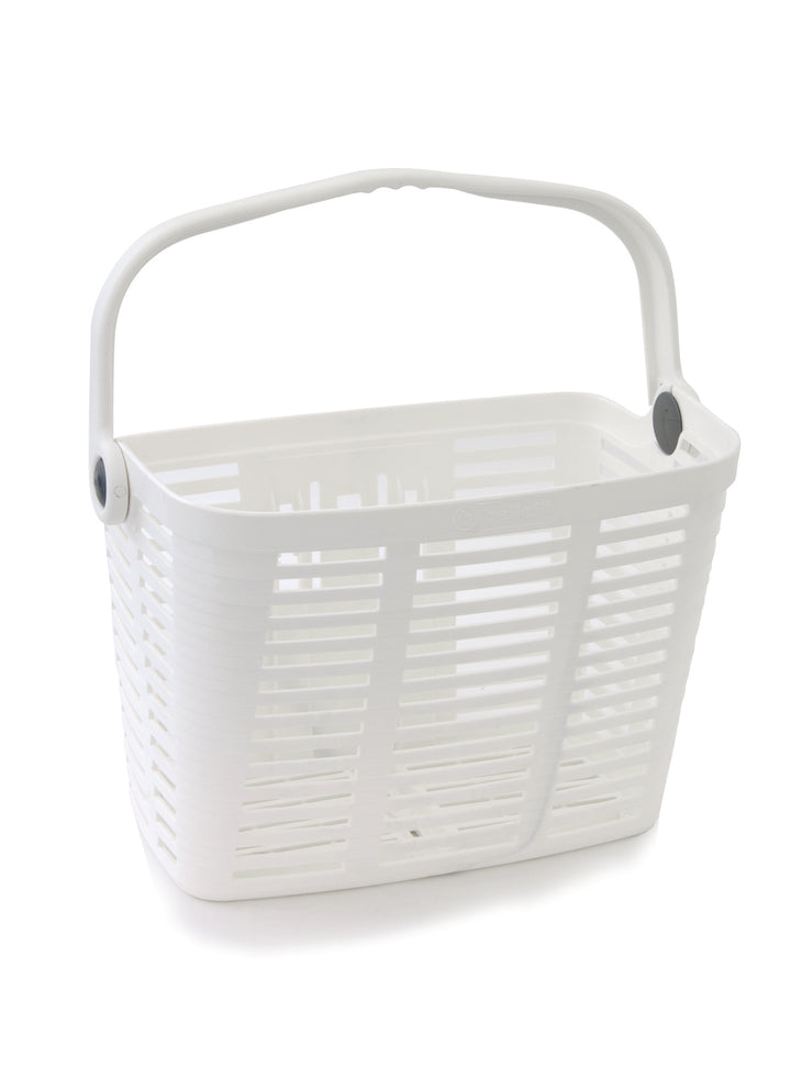 White basket attachment for bike