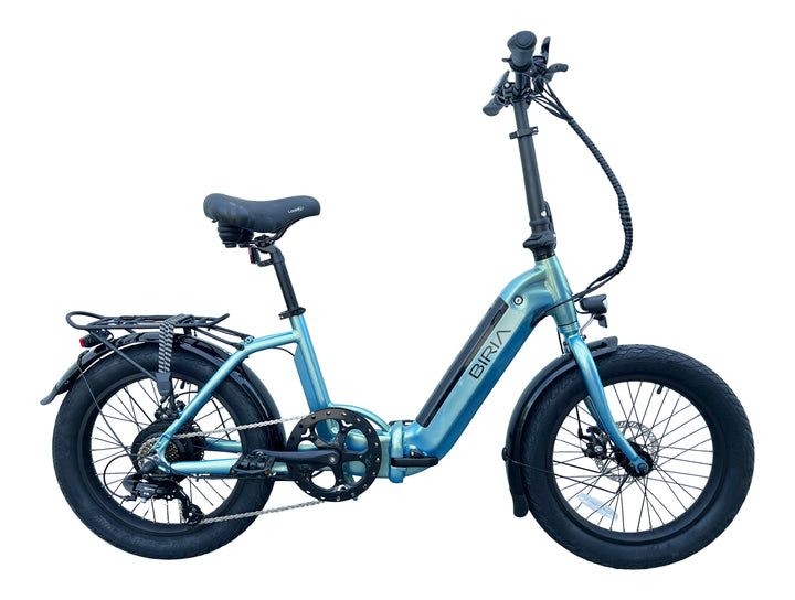 Light blue Electric Step-Through Folding bike with Torque sensor