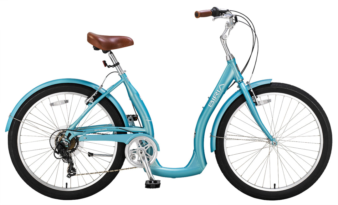 A light blue easy board bike