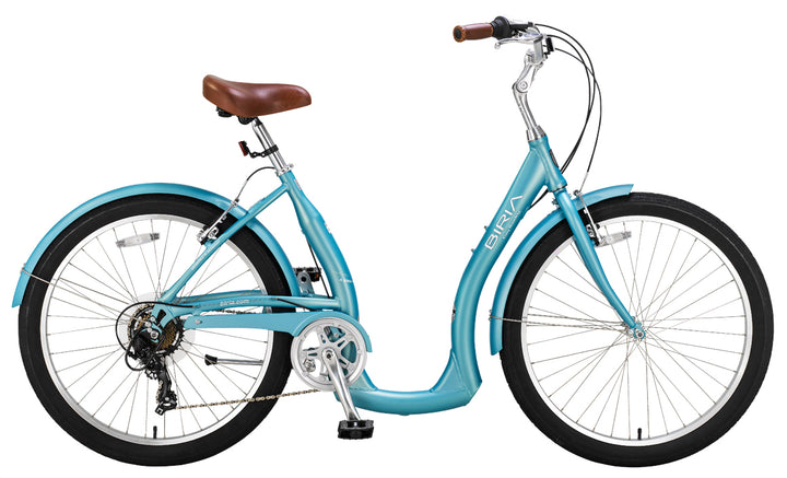 A light blue easy board bike