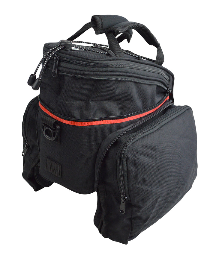 Black bicycle rear bag with side bags