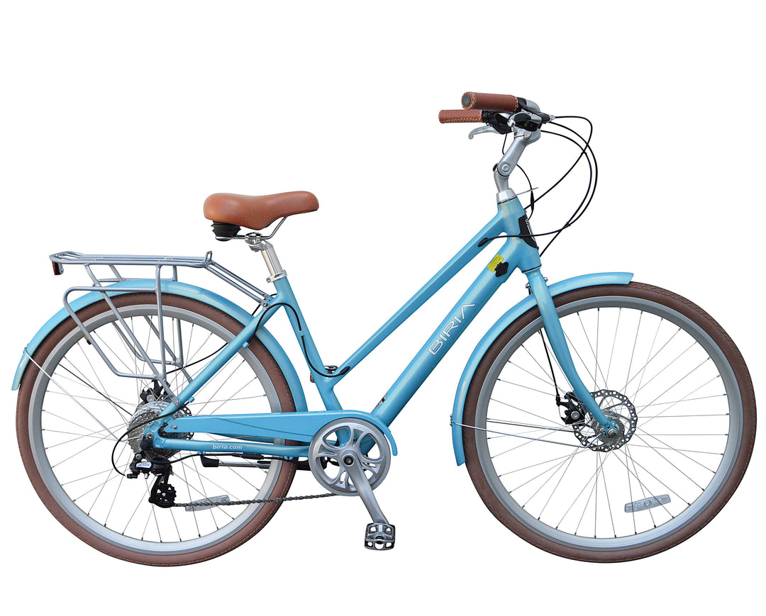 Light blue electric hybrid bicycle