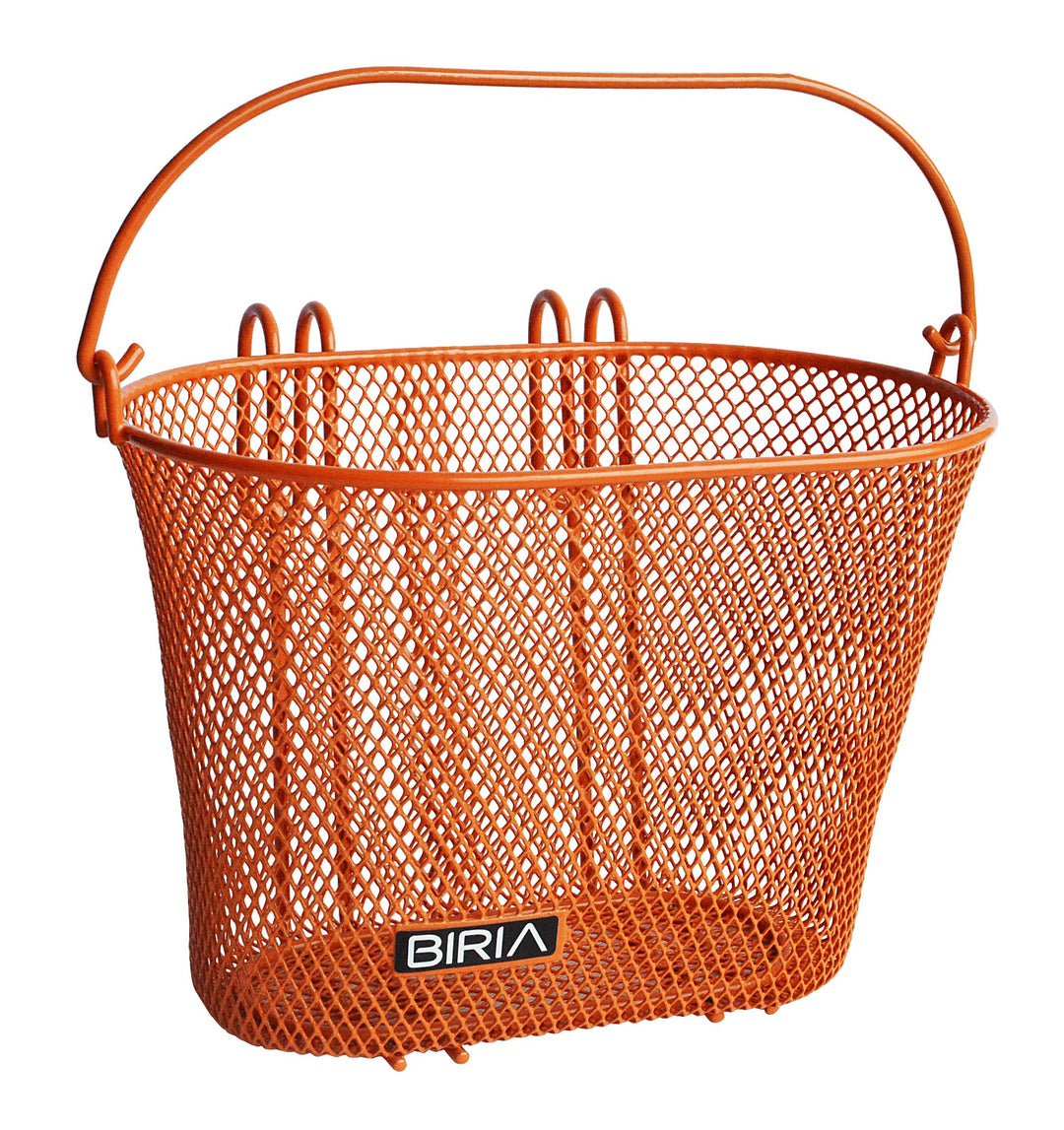 orange children's bike basket front view