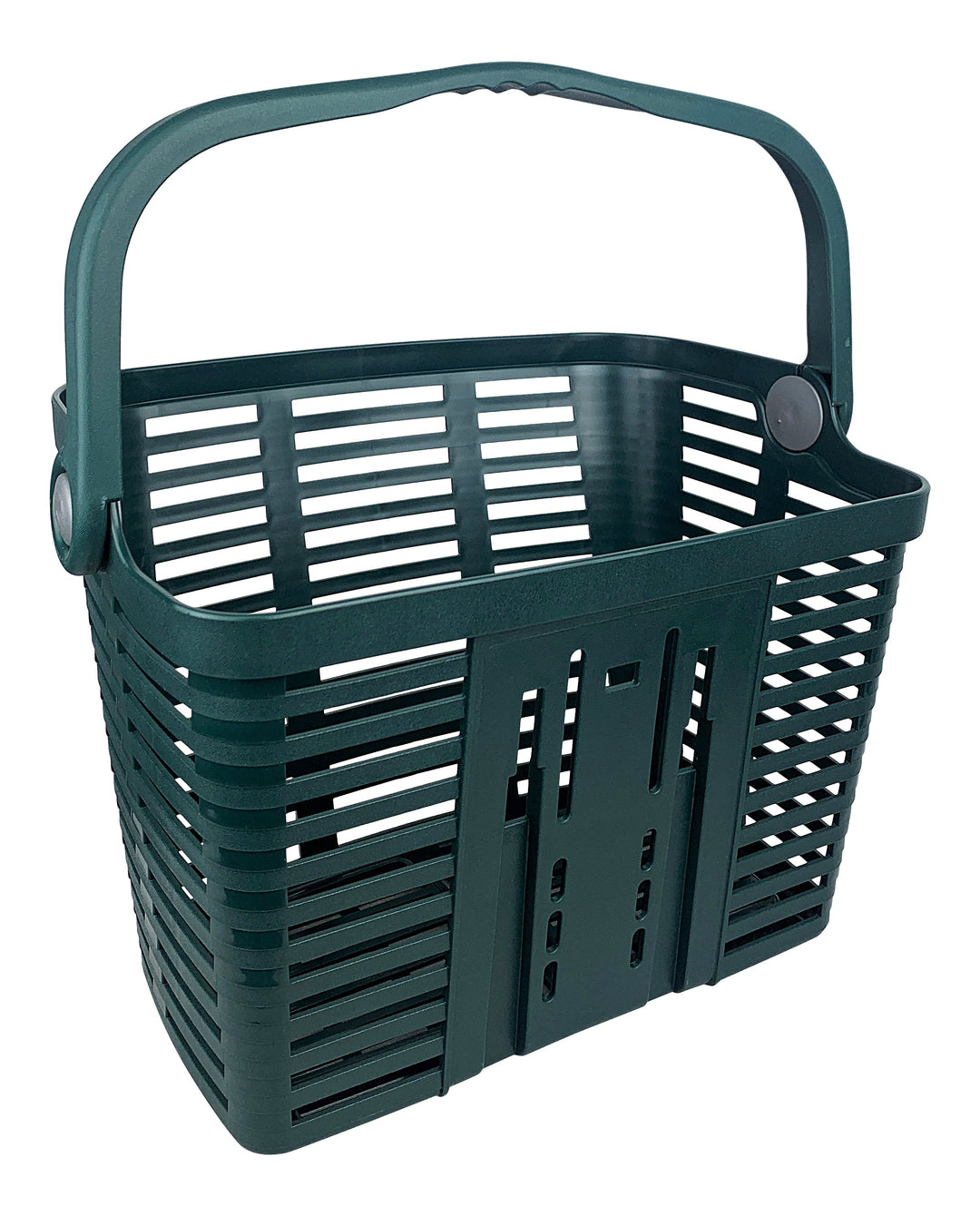 Dark turquoise basket attachment for bike rear view