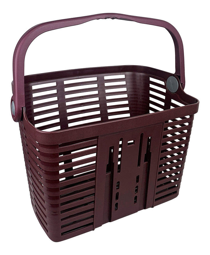 Maroon basket attachment for bike rear view