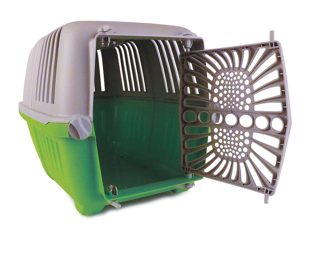 Pet kennel attachment for rear wheel of bike with door open