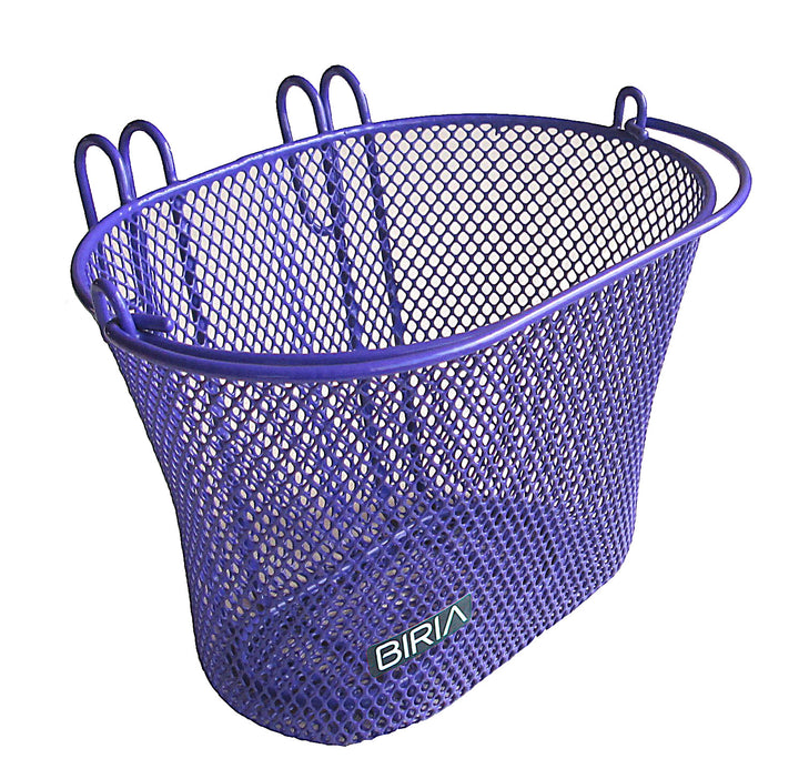 purple children's bike basket front view