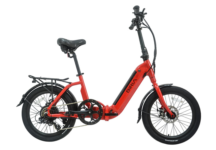 Red Electric Step-Through Folding bike