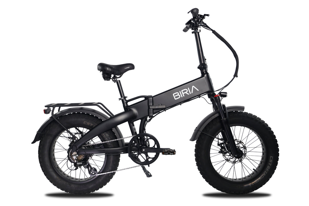 Black electric folding bike with torque sensor