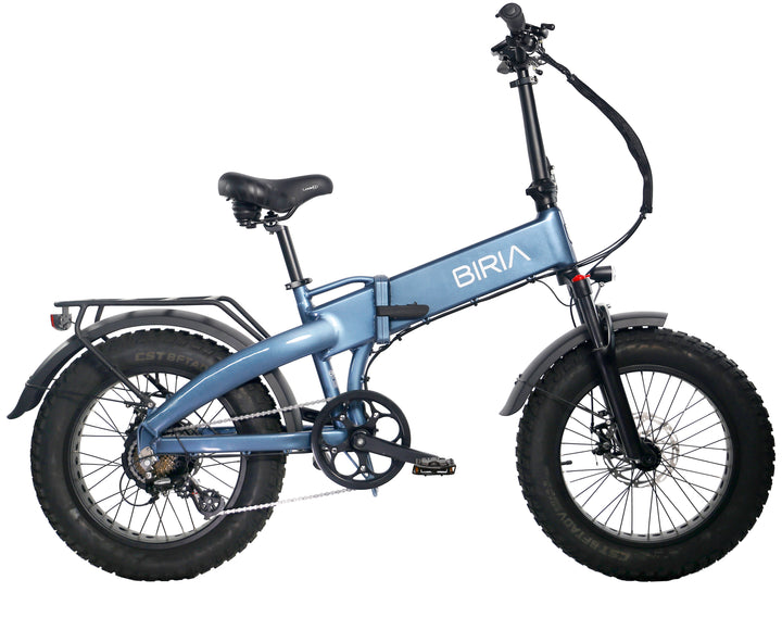 Light blue electric folding bike with torque sensor