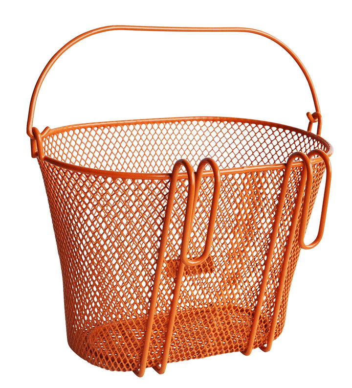 orange children's bike basket rear view