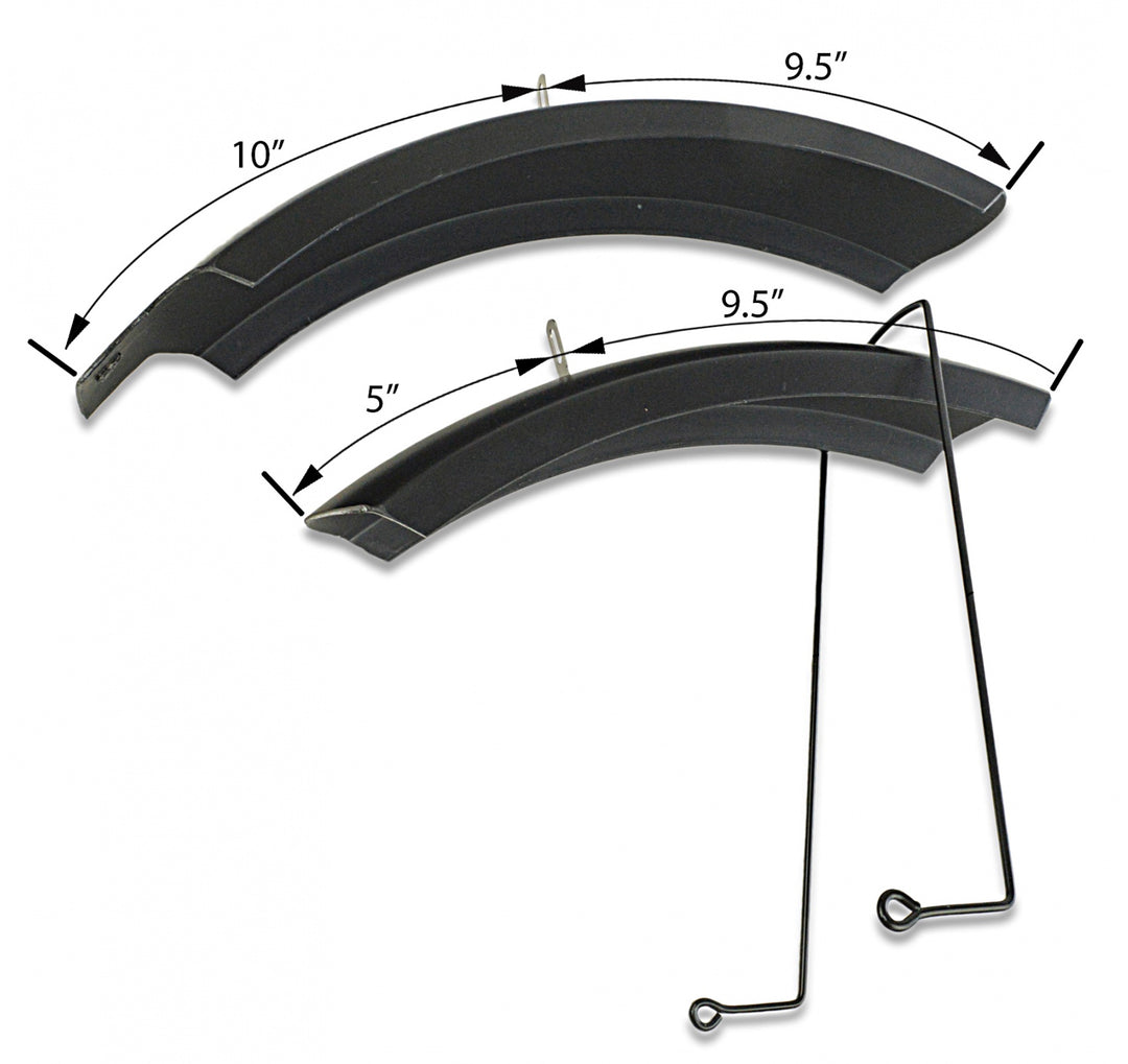 Bicycle fenders with dimensions (19.5" inches in length for back tire and 14.5" inches in length for front tire)