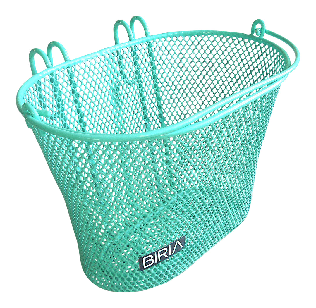 teal children's bike basket side view