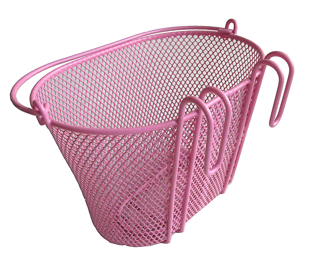 pink children's bike basket rear side view