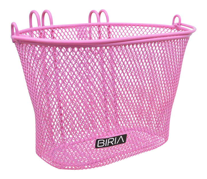 pink children's bike basket front view