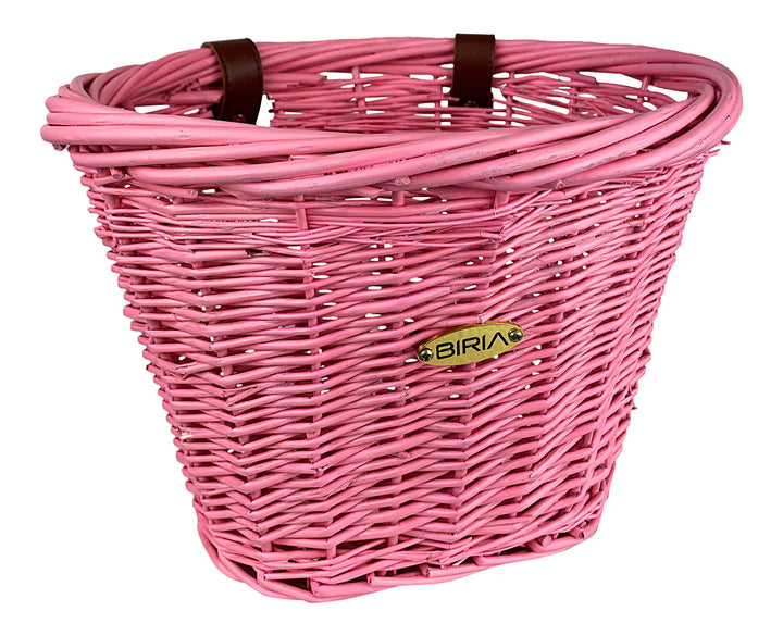 Pink wicker bike basket