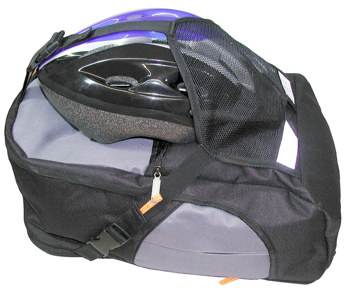 Bike helmet stored in bike backpack