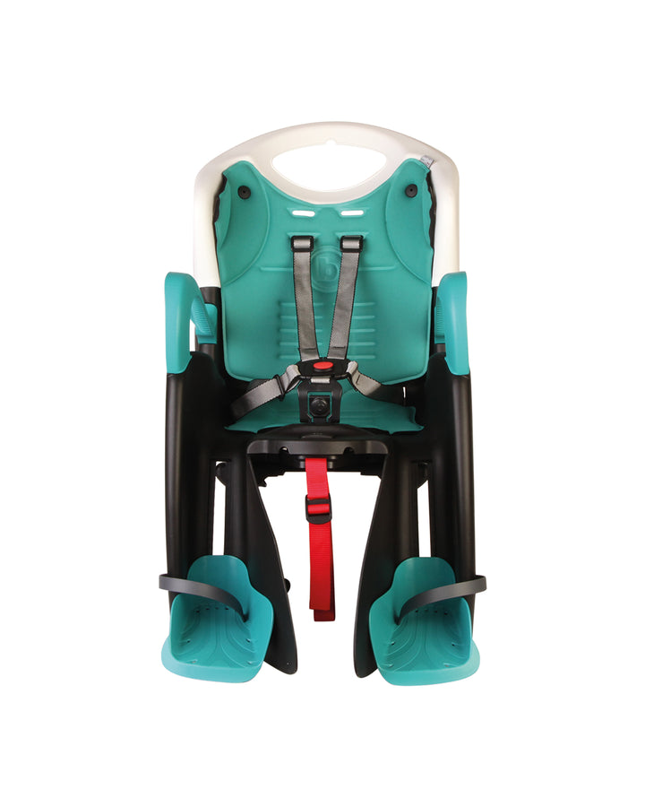 Teal bike child seat front