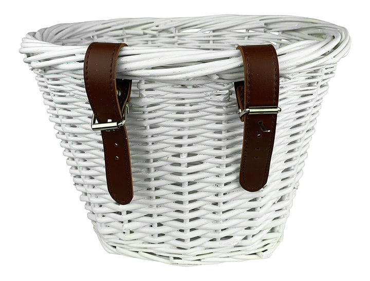 White wicker bike basket rear view