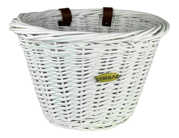 White wicker bike basket